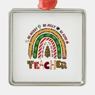 Be Merry Be Jolly Be Kind Teacher Metal Tree Decoration