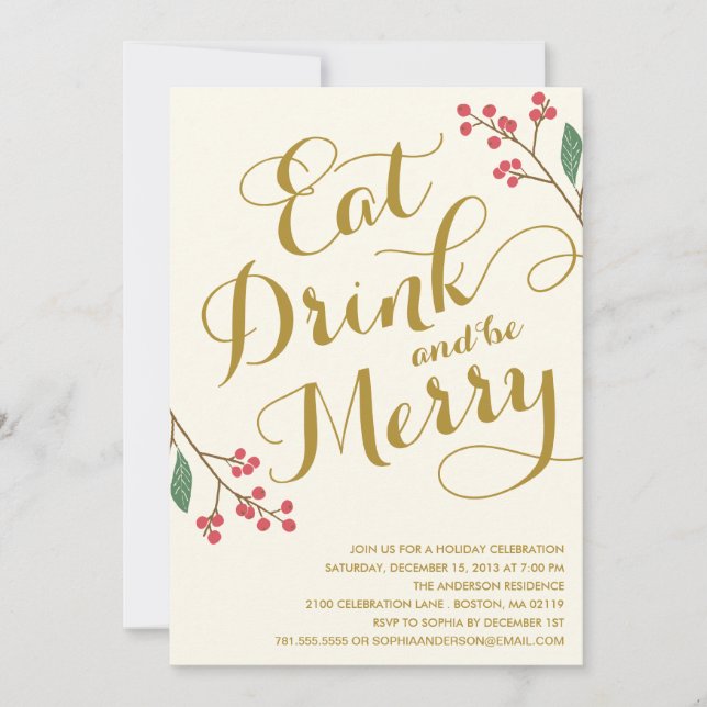 BE MERRY BERRIES | HOLIDAY PARTY INVITATION (Front)
