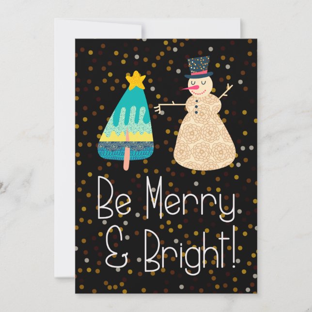 Be Merry & Bright Christmas Holiday Card (Front)