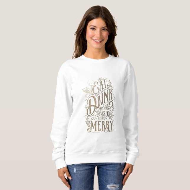 'Be Merry' Christmas Jumper Sweatshirt (Front Full)