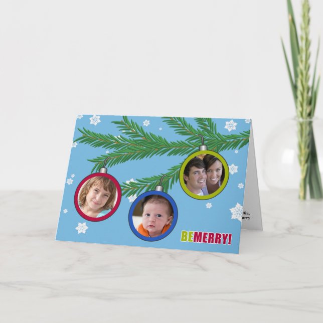 Be Merry! Christmas Photo Greeting Card (Front)