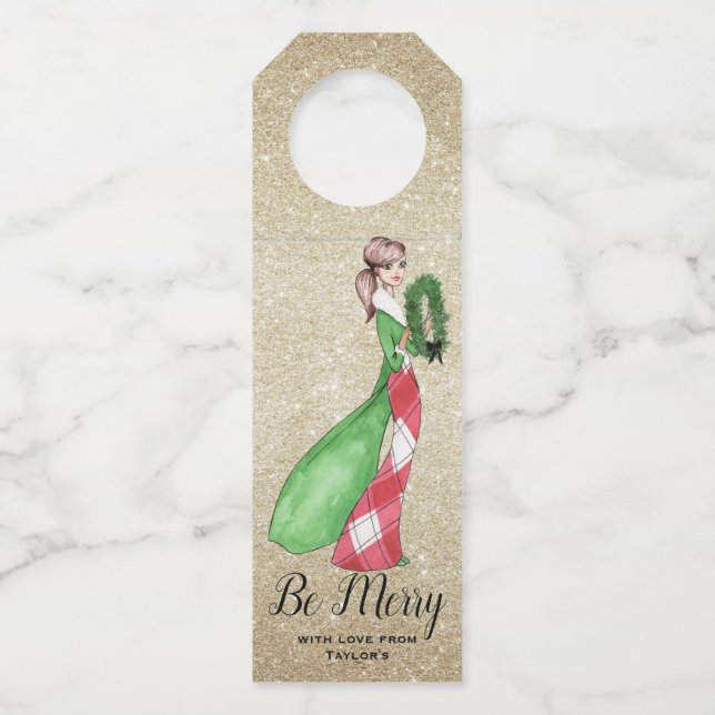 Be Merry Dinner gift bottle tag (Front)