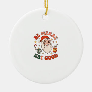 Be Merry Eat Good Christmas Santa Soda Candy Cane Ceramic Tree Decoration