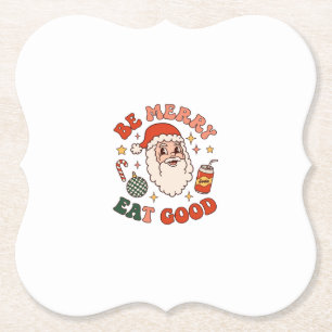 Be Merry Eat Good Christmas Santa Soda Candy Cane Paper Coaster