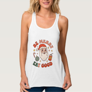 Be Merry Eat Good Christmas Santa Soda Candy Cane Singlet