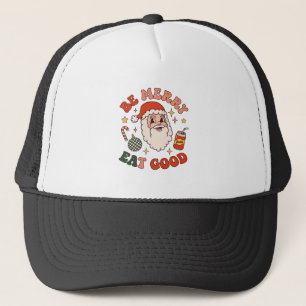 Be Merry Eat Good Christmas Santa Soda Candy Cane Trucker Hat
