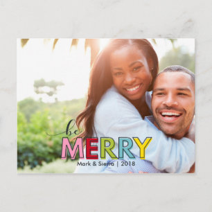 Be Merry Festive Christmas Photo Holiday Postcard