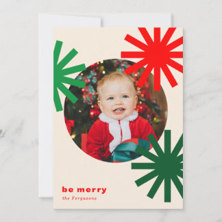 Be Merry Fun Colourful Pompoms Holiday Card