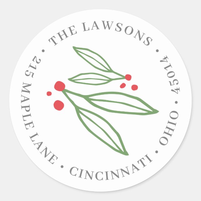 Be Merry Holiday Round Return Address Label (Front)