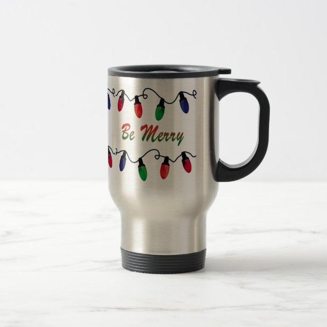 Be Merry - holiday travel mug. Mug (Right)