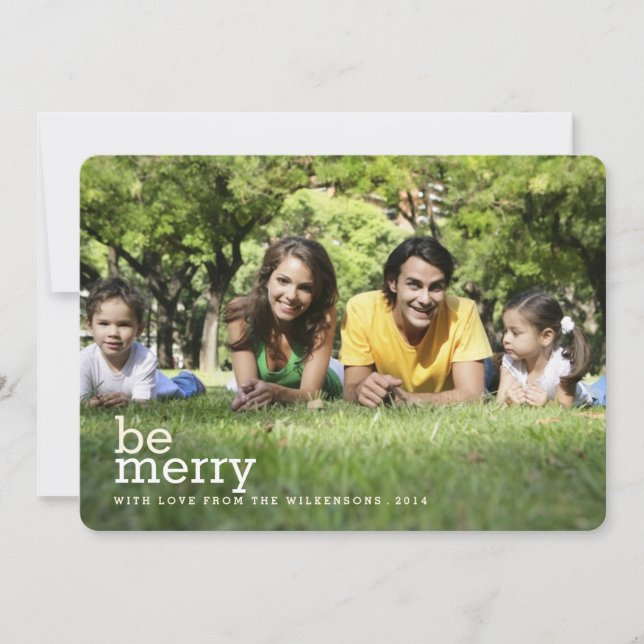 Be Merry in White Christmas Two Photo Card (Front)