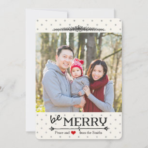 Be Merry polka dots Christmas Photo card