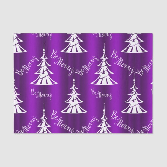 Be Merry Purple Christmas Tissue Paper (Front)