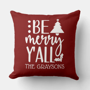 Be Merry Y'all Personalised Christmas Season Cushion