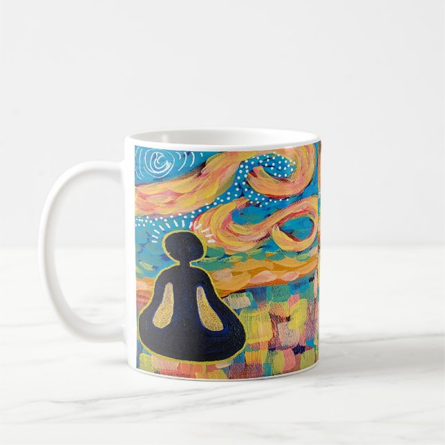 Be Mindful Meditation Yoga Art Coffee Mug (Left)