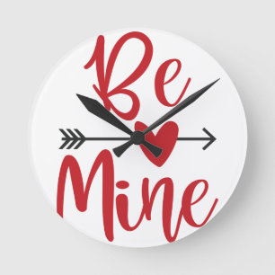 Be Mine Arrow Through Heart Valentine's Day Balloo Round Clock