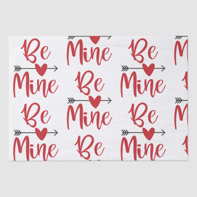 Be Mine Arrow Through Heart Valentine's Day Wrappi Tissue Paper (Front)