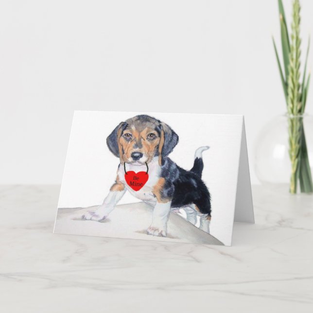 Be MIne Beagle Valentine Greeting Card (Front)