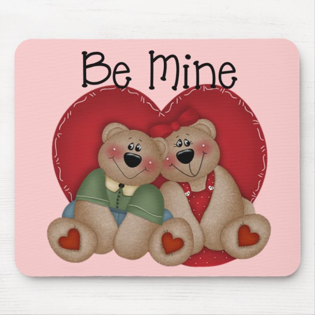 Be Mine Bear Couple Mousepad (Front)