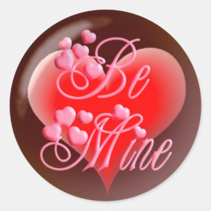 BE MINE BUBBLE HEART on black by SHARON SHARPE Classic Round Sticker