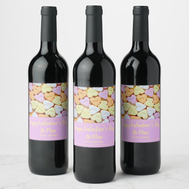 Be Mine Candy Hearts Valentine Wine Label (Bottles)