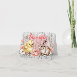 Be mine chick & bunny card