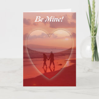 Be Mine Couple in Love on the Beach Valentine Holiday Card