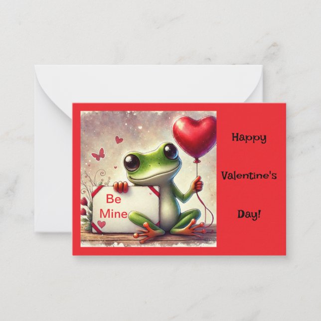 "Be Mine" Cute Frog Valentine Card (Front)