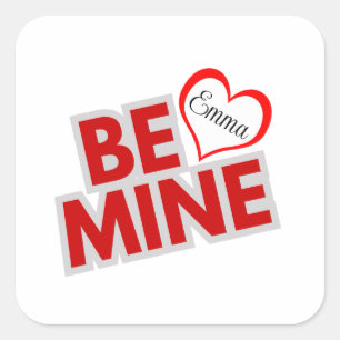 Be Mine Cute Heart Valentine's Day Square Sticker