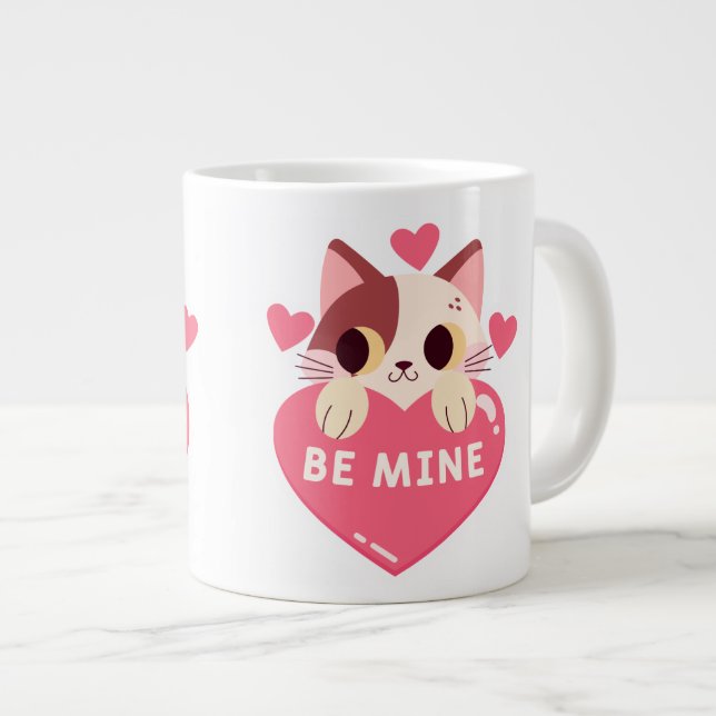 Be Mine Cute kitty  Large Coffee Mug (Front Right)