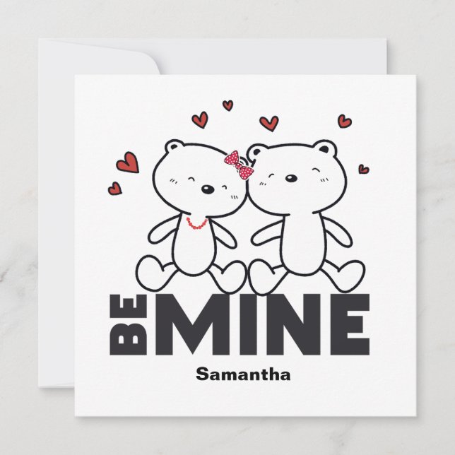 BE MINE - Cute Personalised Modern Valentine's Day Holiday Card (Front)