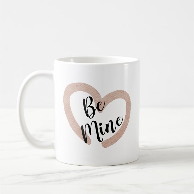 Be Mine Cute Pink Heart Coffee Mug (Left)