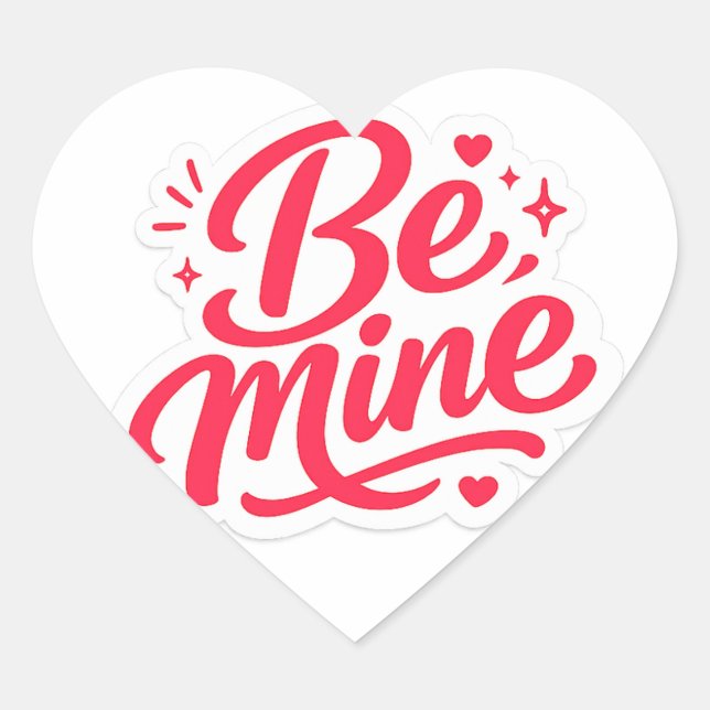 Be Mine Cute Valentine Heart Sticker | Romantic Pi (Front)