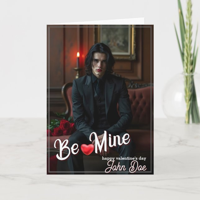 Be Mine – Dark Romantic Valentine Portrait Art Card (Front)