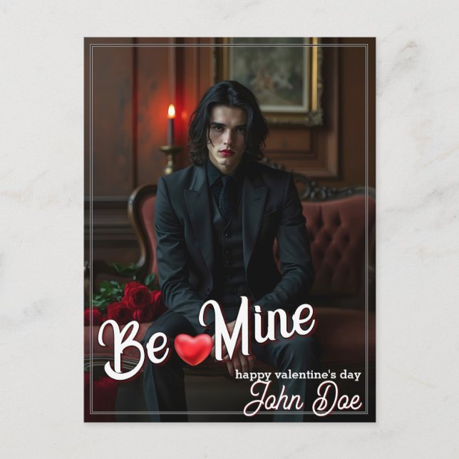 Be Mine – Dark Romantic Valentine Portrait Art Postcard (Front)