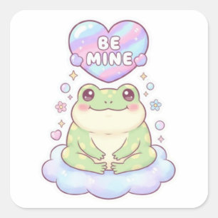 Be Mine Frog Sticker Cute Frog Holding Heart Roman