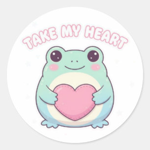 be mine frog, valentine frog, romantic frog, cute  classic round sticker