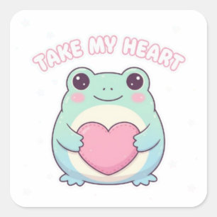 be mine frog, valentine frog, romantic frog, cute  square sticker