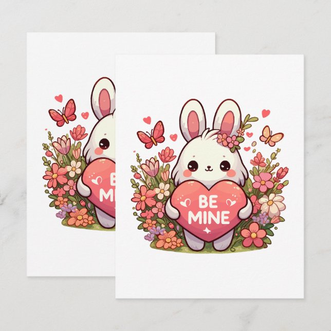 be mine ,funny rabbit valentine love enclosure card (Front/Back)
