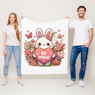 be mine ,funny rabbit valentine love fleece blanket
