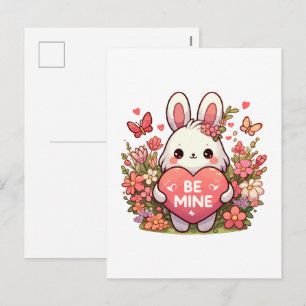 be mine ,funny rabbit valentine love holiday postcard