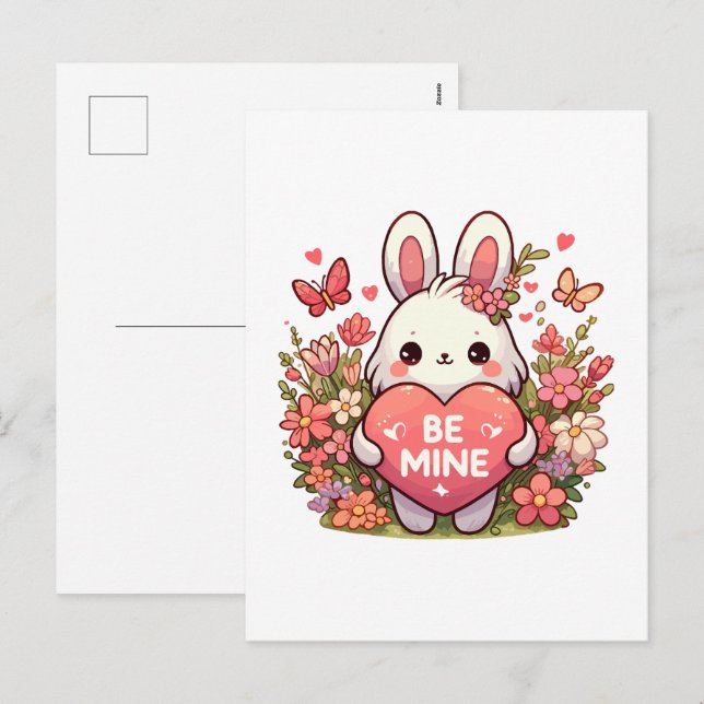 be mine ,funny rabbit valentine love holiday postcard (Front/Back)