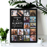 Be Mine Gift | Couple Photo Collage Plaque<br><div class="desc">Personalised memories picture plaque featuring a black background that can be changed to any colour,  16 photos of your choice,  your name,  a white heart symbol,  and the sweet text that reads "be mine,  always & forever".</div>