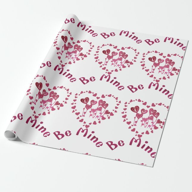 Be Mine Gift Wrapping Paper (Unrolled)