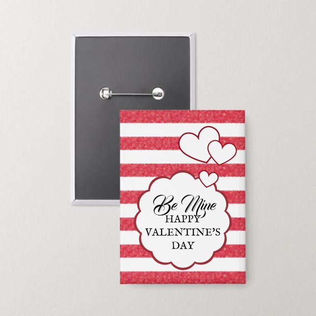 Be Mine Happy Valentine's Day Heart Chalk Stripes (Front/Back)