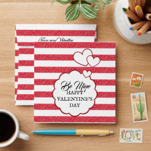 Be Mine Happy Valentine's Day Heart Chalk Stripes Envelope
