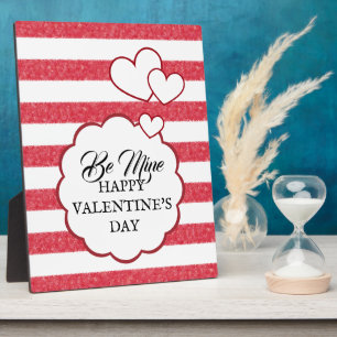 Be Mine Happy Valentine's Day Heart Chalk Stripes Plaque