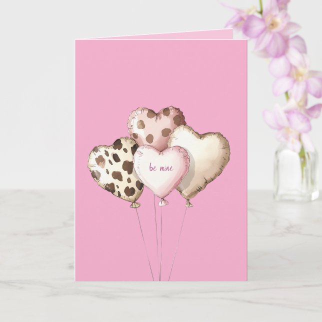 Be Mine Heart Balloons Love Valentine's Day Card (Orchid)