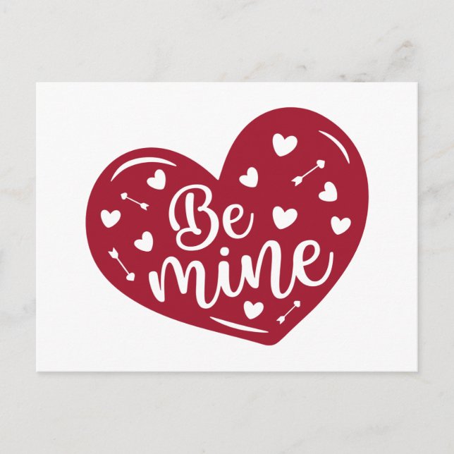 Be mine Heart Cute valentine love holiday postcard (Front)