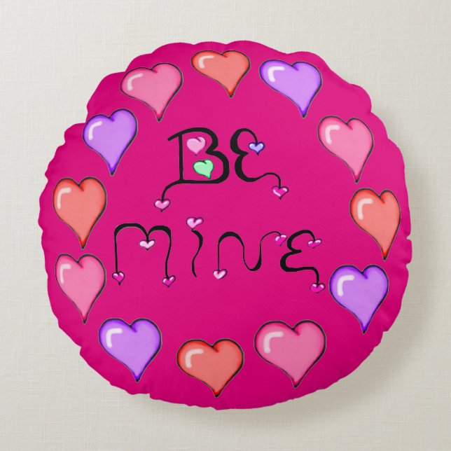 Be Mine Heart Round Pillow (Front)